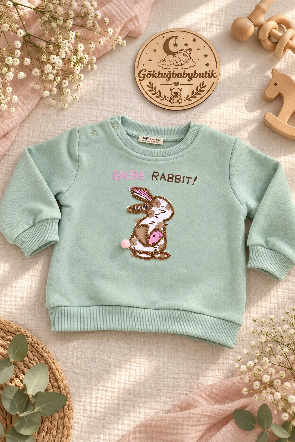 Bebe Rabbit Tavşan Figürlü Pembe Bebek Sweatshirt