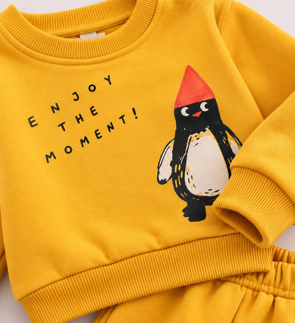 Unisex Bebek Penguen Baskılı %100 Pamuklu 2’li Takım