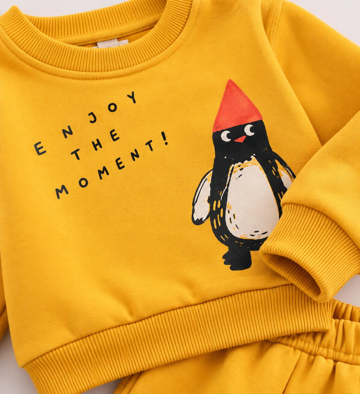 Unisex Bebek Penguen Baskılı %100 Pamuklu 2’li Takım