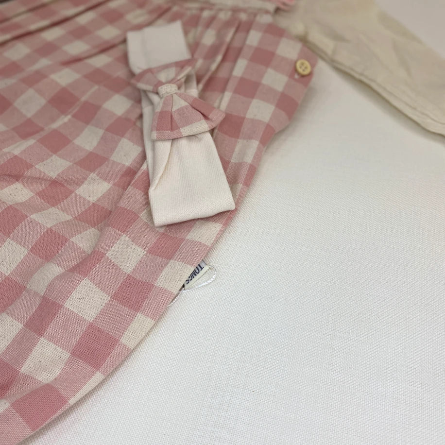 Pembe Dantel Detaylı Bebek Salopet Takımı