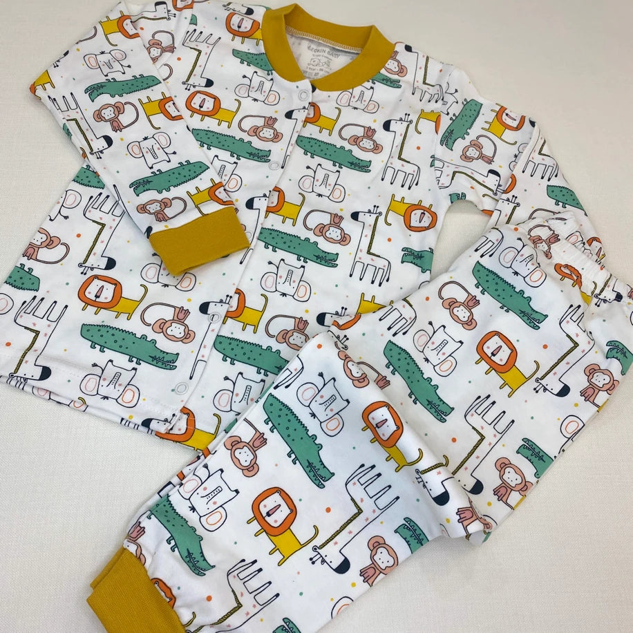 Sevimli Hayvan Desenli Bebek Pijama Takımı – %100 Pamuk