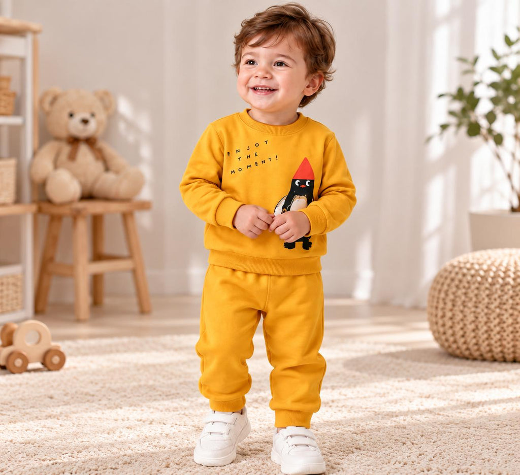 Unisex Bebek Penguen Baskılı %100 Pamuklu 2’li Takım