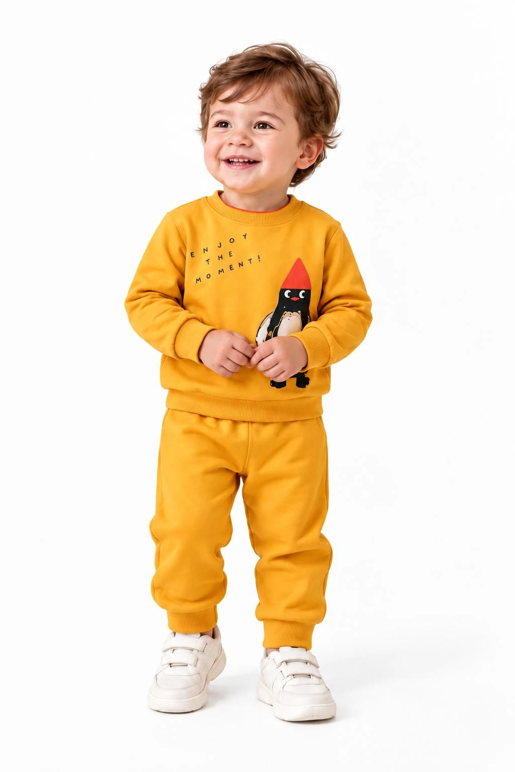 Unisex Bebek Penguen Baskılı %100 Pamuklu 2’li Takım