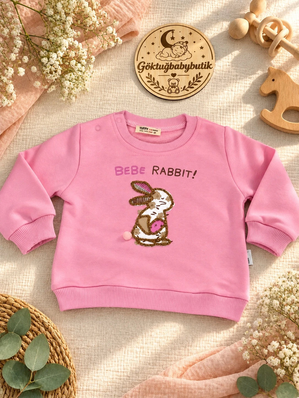 Bebe Rabbit Tavşan Figürlü Pembe Bebek Sweatshirt